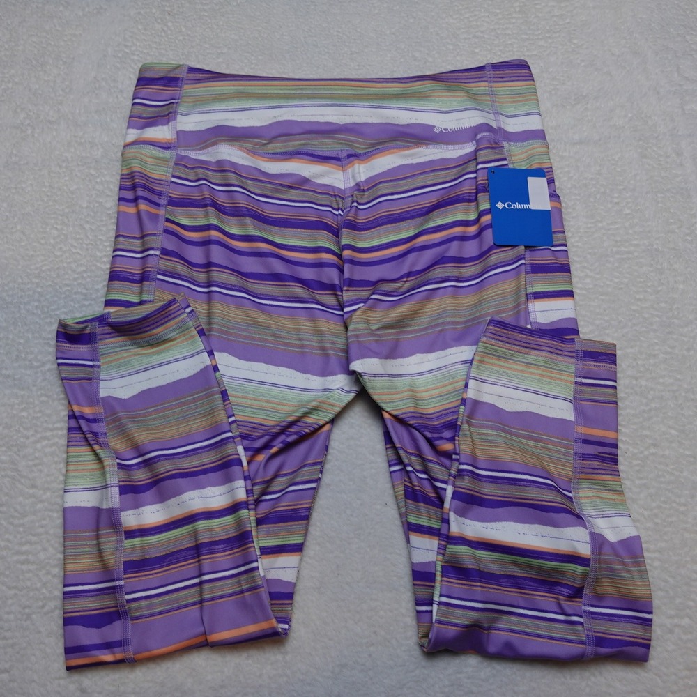 Columbia Norwood 2.0 Printed 7/8 Legging Womens XL Purple Stripe Activewear